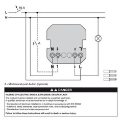 Wiser S940530 Odace - Pulsante collegato in onice nero 10A Zigbee