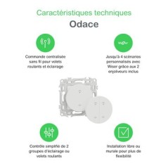 Wiser Odace S940531 - Interruttore Centrale Wireless 2 o 4 BP Onice Nero