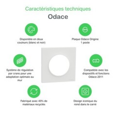 SCHNEIDER ELECTRIC S929702 - Odace Origine Plaque finition blanche