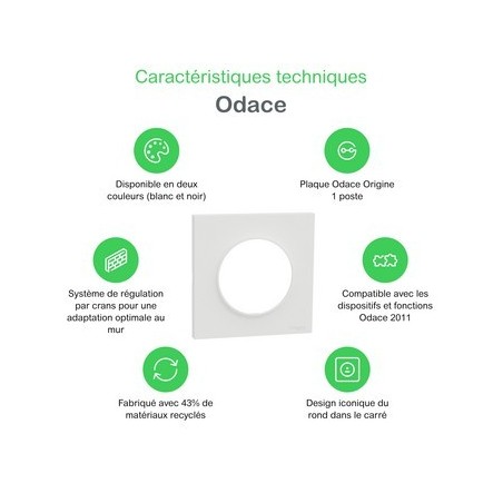 SCHNEIDER ELECTRIC S929702 - Odace Origine Platte mit weißer Oberfläche