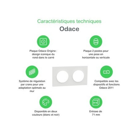 SCHNEIDER ELECTRIC S929704P - Placca Odace Origine 2P finitura bianca