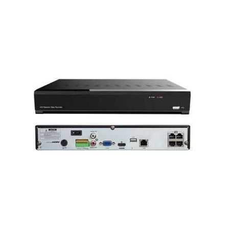 Risco RVNVR044K1RA - grabadora POE de 4 canales 12MP, vehículos peatonales con IA, HDMI4K
