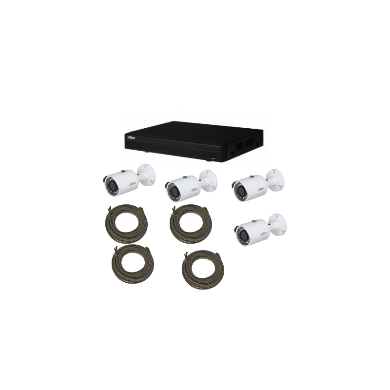 Pack de video vigilancia IP DAHUA 4 cámaras de 2MP Pack de video vigilancia IP DAHUA 4 cámaras de 2MP