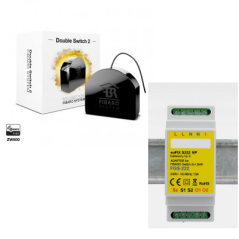 Fibaro FGS-223 - Fibaro módulo de doble interruptor Z-Wave y Más con soporte para carril DIN