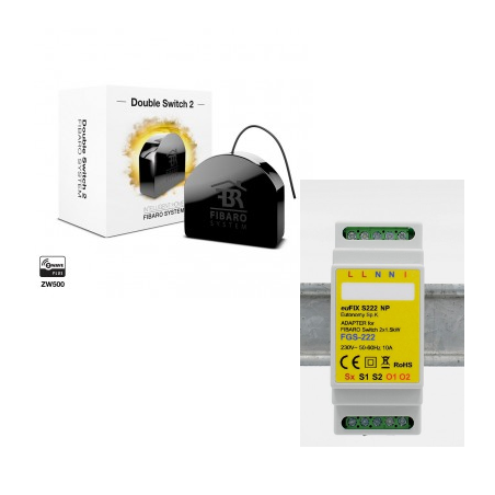 Fibaro FGS-223 - Fibaro module double commutateur Z-Wave Plus avec support rail DIN