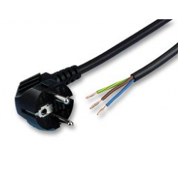 Mains power cord, CEE 7/7 male to free wires, 2.55 m, 16 A, 250 VAC, Black