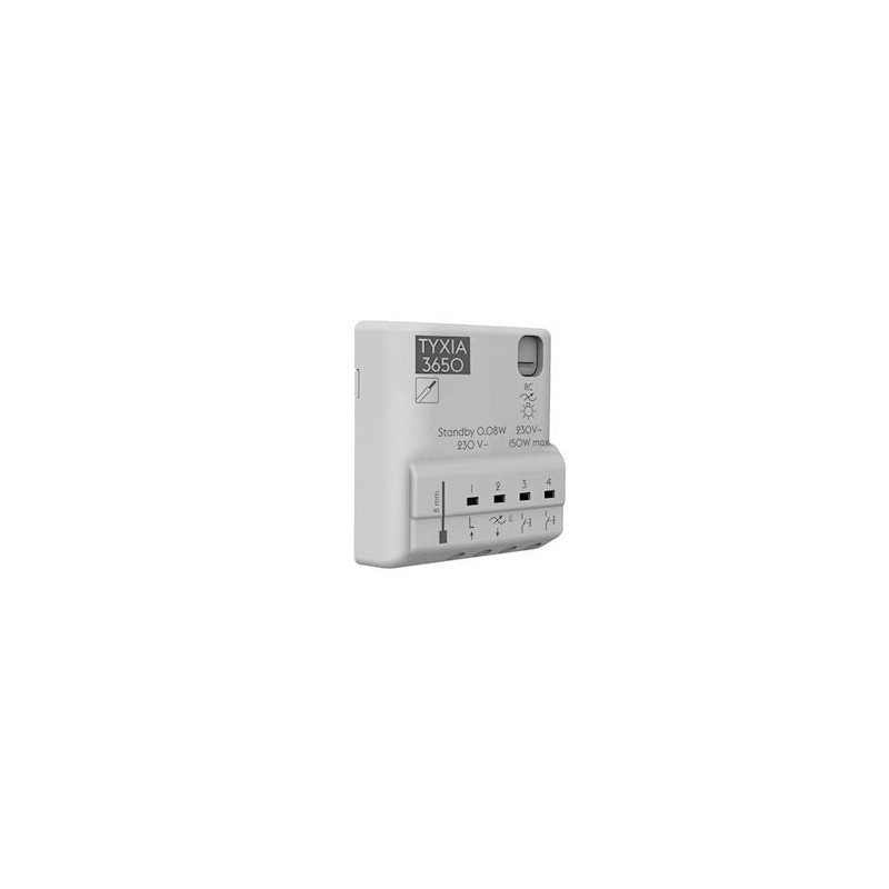 Delta Dore TYXIA 3650 - Receptor de iluminación con cable temporizador de atenuación sin neutro