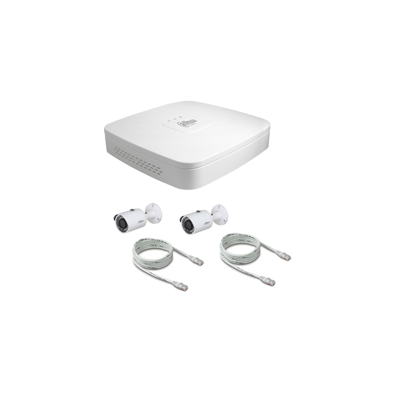 Dahua IP POE 2 Megapixel videosorveglianza pack 2 telecamere cavo 50m