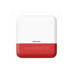 Hikvision DS-PS1-E-WE Rouge - Sirène alarme extérieure radio flash rouge