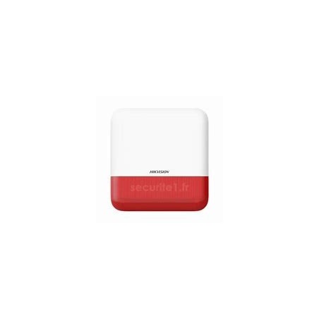 Hikvision DS-PS1-E-WE Rouge - Sirène alarme extérieure radio flash rouge