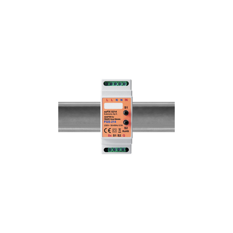 EUTONOMY S214 - Adaptador euFIX DIN para Fibaro FGS-214 con pulsadores
