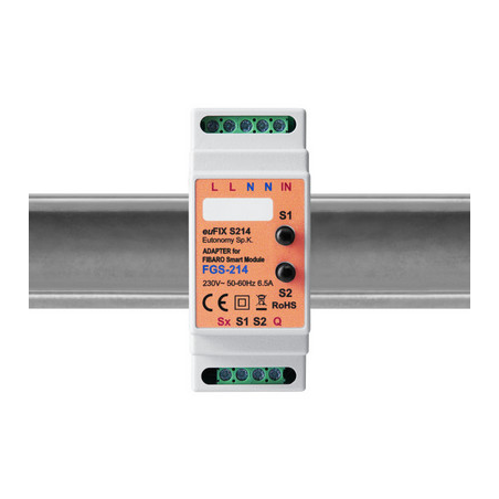 EUTONOMY S214 - Adaptador euFIX DIN para Fibaro FGS-214 con pulsadores