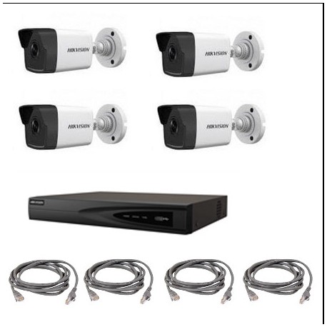 Kit de videovigilancia Hikvision - POE IP Recorder 4 Ways 4 Cámaras 2 Megapixels