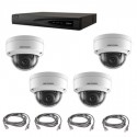 Hikvision Video Surveillance Kit - IP POE Recorder 4 Channels 4 Domes 2 Megapixels