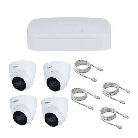 Videovigilancia IP Dahua POE 4 Megapixel 4 domos cable RJ45 20m