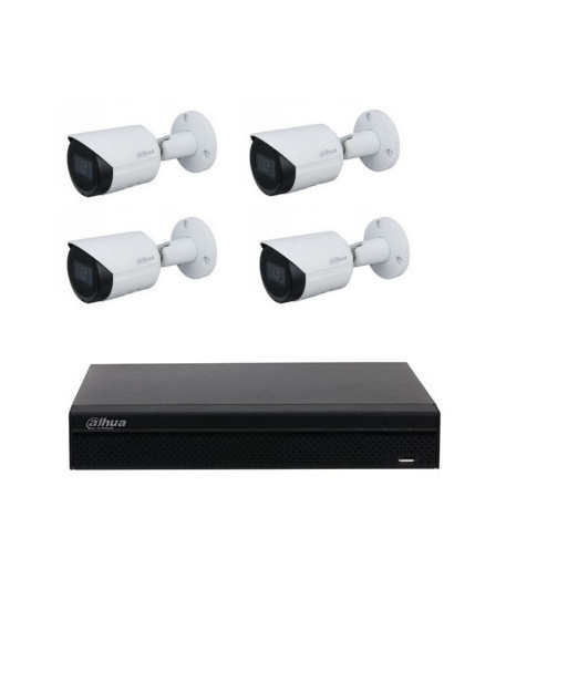 Dahua Videoüberwachungs-Kit - NVR4104HS-P-4KS3 Recorder + 4-Kanal-SSD POE 4-Kameras IPC-HFW2441S-S
