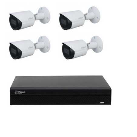 Kit vidéo surveillance Dahua - Enregistreur NVR4104HS-P-4KS3 + SSD 4 canaux POE 4 caméras 4 mégapixels IPC-HFW2441S-S
