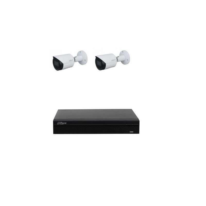 Kit de videovigilancia Dahua - Grabadora NVR4104HS-P-4KS3 + SSD 960GB 4 canales POE 2 cámaras 4 megapíxeles IPC-HFW2441S-S