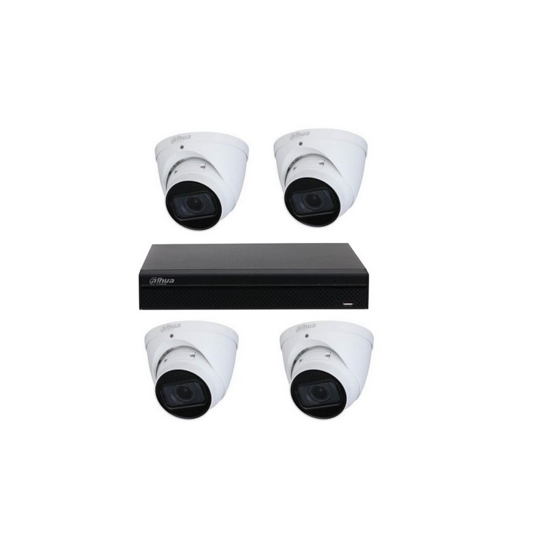 Dahua Videoüberwachungs-Kit - NVR4104HS-P-4KS3 Recorder + SSD 960 GB 4 Kanal POE 4 Dome 4 Megapixel IPC-HDW2441T-S