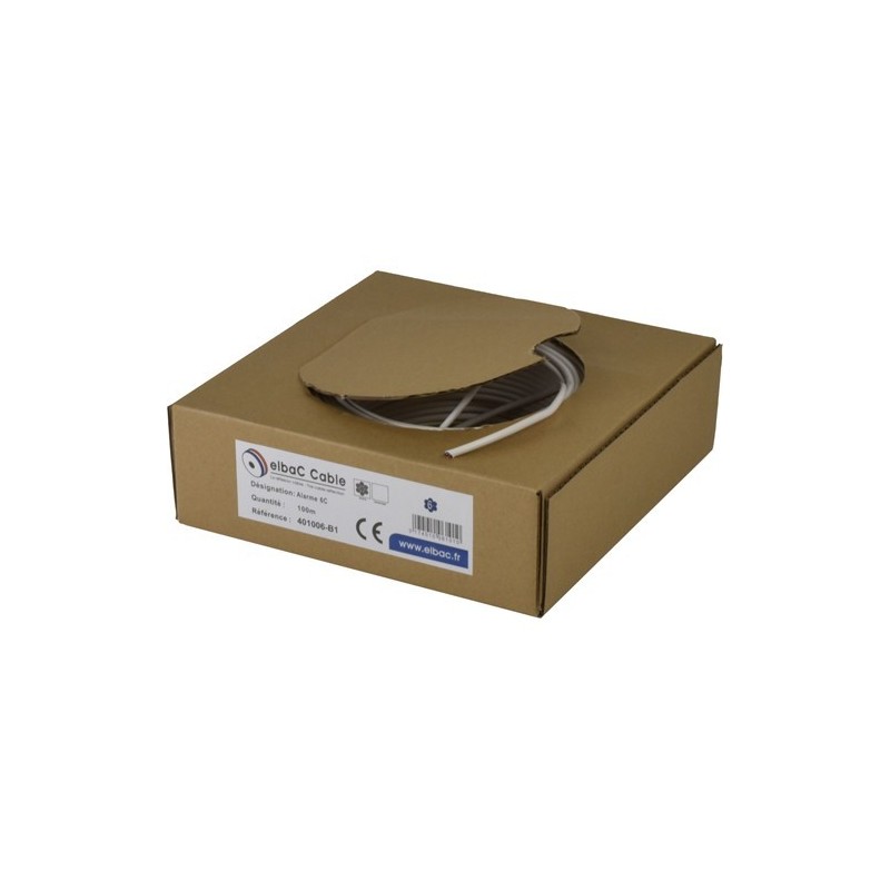Elbac 422006-B1 - Câble Multipaire Composite, Alarme 6C + 2 x 0.75mm2, EN 50575, Boite 100m