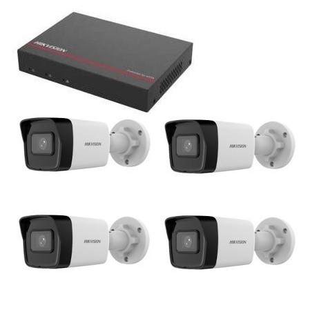Kit vidéo surveillance Hikvision - Enregistreur DS-7104NI-Q1/4P disque dur SSD 1 To 4 Caméras 4 mégapixels