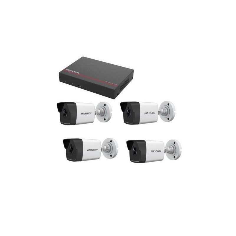 Kit vidéo surveillance Hikvision - Enregistreur DS-7104NI-Q1/4P disque dur SSD 1 To 4 Caméras 2 mégapixels