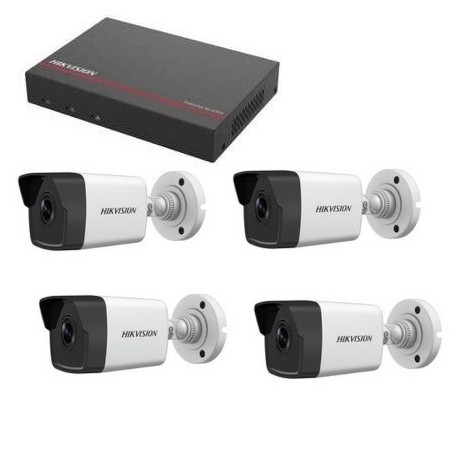 Kit vidéo surveillance Hikvision - Enregistreur DS-7104NI-Q1/4P disque dur SSD 1 To 4 Caméras 2 mégapixels