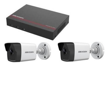 Kit vidéo surveillance Hikvision - Enregistreur DS-7104NI-Q1/4P disque dur SSD 1 To 2 Caméras 2 mégapixels