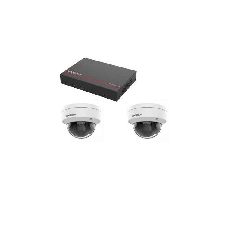 Kit vidéo surveillance Hikvision - Enregistreur DS-7104NI-Q1/4P disque dur SSD 1 To 2 dômes 4 mégapixels
