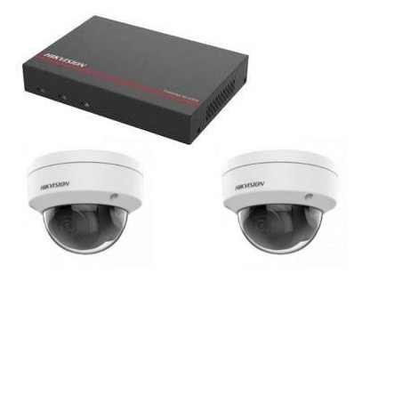 Kit vidéo surveillance Hikvision - Enregistreur DS-7104NI-Q1/4P disque dur SSD 1 To 2 dômes 4 mégapixels