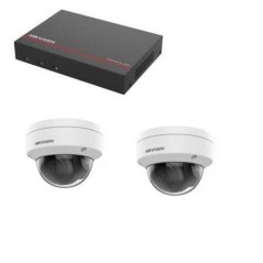 Kit vidéo surveillance Hikvision - Enregistreur DS-7104NI-Q1/4P disque dur SSD 1 To 2 Dômes 2 mégapixels