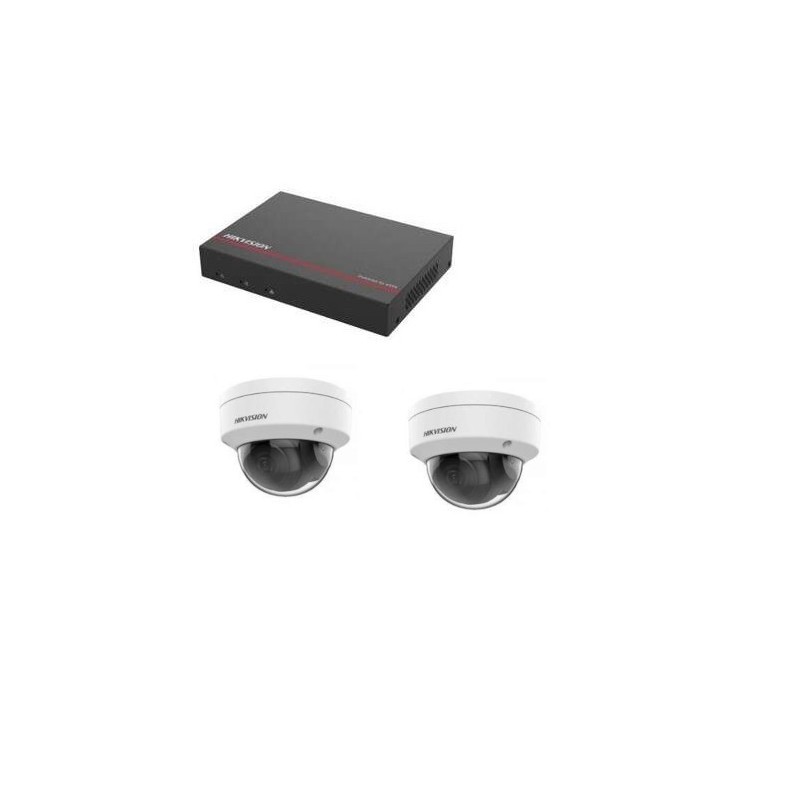 Kit vidéo surveillance Hikvision - Enregistreur DS-7104NI-Q1/4P disque dur SSD 1 To 2 Dômes 2 mégapixels
