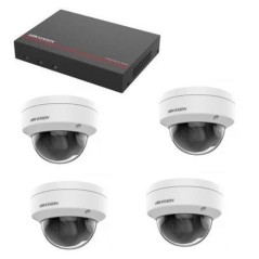 Kit vidéo surveillance Hikvision - Enregistreur DS-7104NI-Q1/4P disque dur SSD 1 To 4 Dômes 2 mégapixels