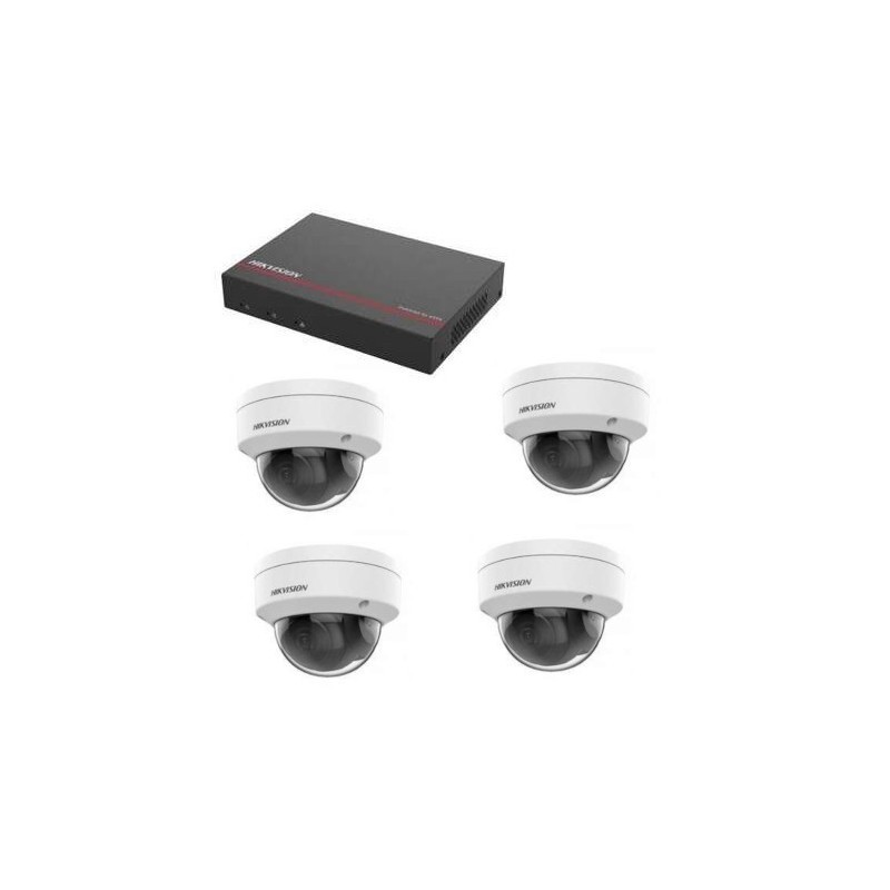 Kit vidéo surveillance Hikvision - Enregistreur DS-7104NI-Q1/4P disque dur SSD 1 To 4 Dômes 2 mégapixels