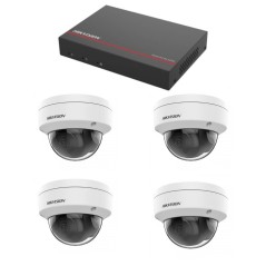 Kit vidéo surveillance Hikvision - Enregistreur DS-7104NI-Q1/4P disque dur SSD 1 To 4 dômes 4 mégapixels
