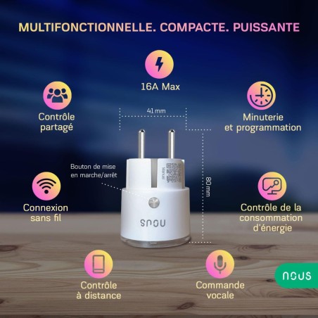 NOUS A1-4 - Pack quatre prises connectées Wifi mesure de consommation 15A