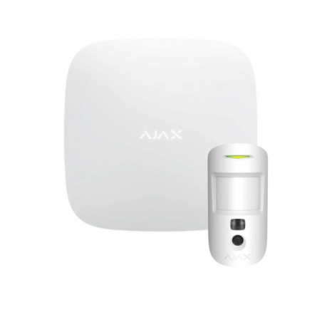 Ajax Hub 2 - Kit di allarme Ajax Hub 2 per la rimozione dei dubbi con motion cam bianco