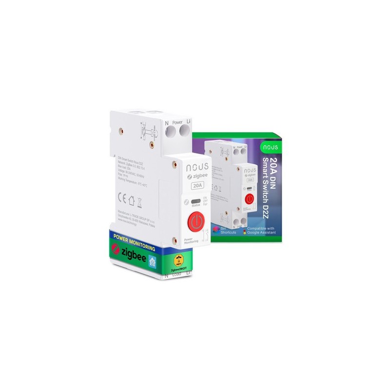 US D2Z - Modulo di misurazione della potenza DIN 20A su guida Zigbee Zigbee