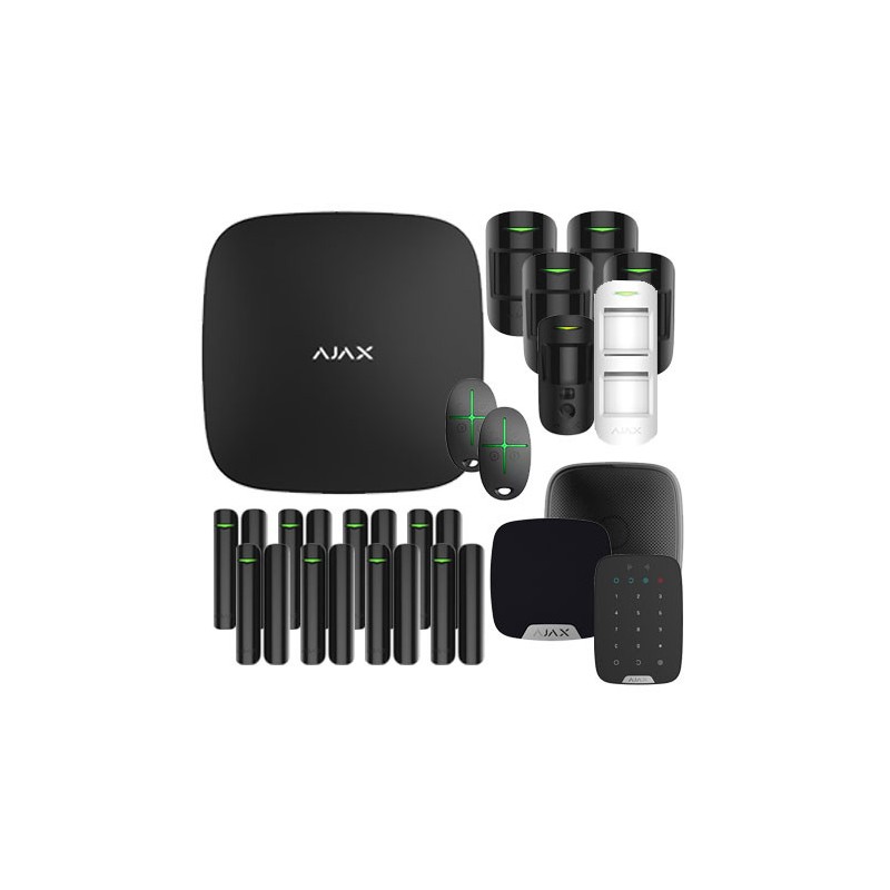 Ajax Kit 4 - Panel de alarma Hub 2 Plus y accesorios Negro