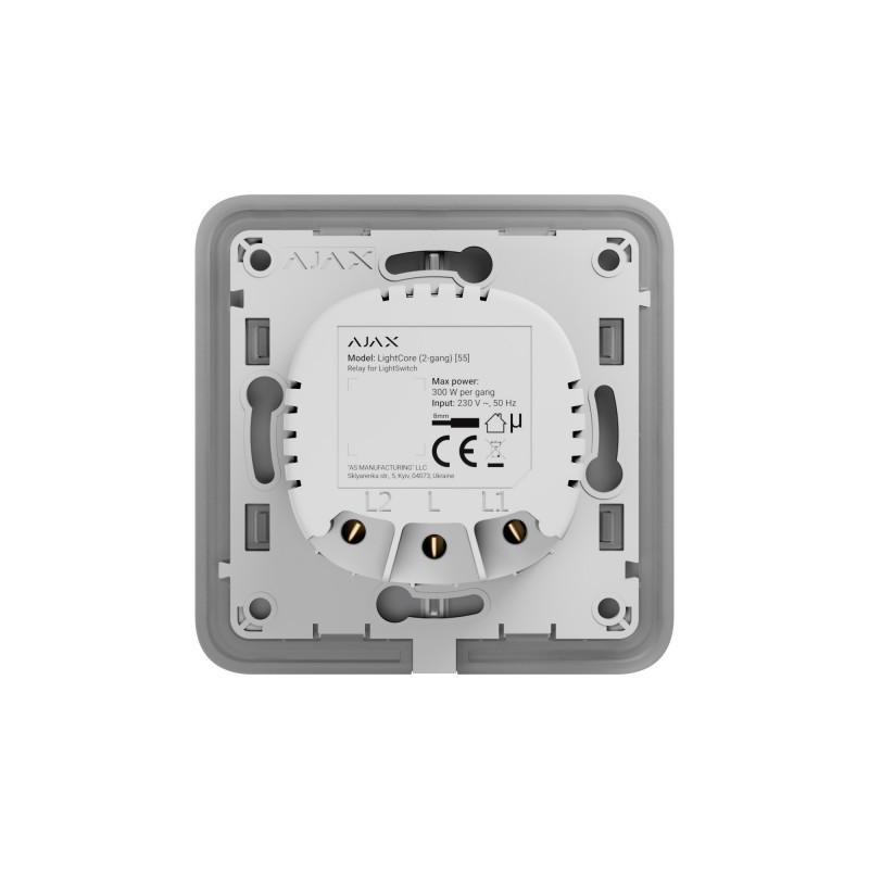 Ajax LIGHTCORE2GANG - LightSwitch (2 bandas) Mecanismo de interruptor doble de 2 botones Ajax LIGHTCORE2GANG - LightSwitch (2 bandas) Mecanismo de interruptor doble de 2 botones